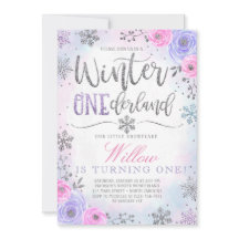 Winter ONEderland Snowflake Birthday Uitnodiging