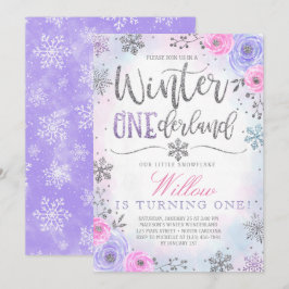 Winter ONEderland Snowflake Birthday Uitnodiging