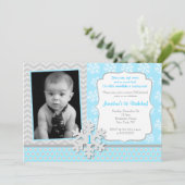 Winter Onederland Snowflake Birthday Uitnodiging (Staand voorkant)