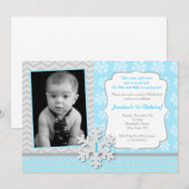 Winter Onederland Snowflake Birthday Uitnodiging (Voorkant / Achterkant)