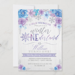 Winter ONEderland Snowflake Birthday Uitnodiging