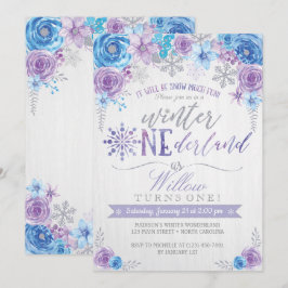 Winter ONEderland Snowflake Birthday Uitnodiging