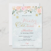 Winter Onederland Snowflake Birthday Uitnodiging (Voorkant)