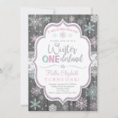 Winter ONEderland Snowflake Birthday Uitnodiging (Voorkant)