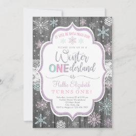 Winter ONEderland Snowflake Birthday Uitnodiging
