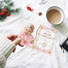 Winter Onederland Snowflake Birthday Uitnodiging