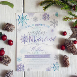 Winter ONEderland Snowflake Birthday Uitnodiging