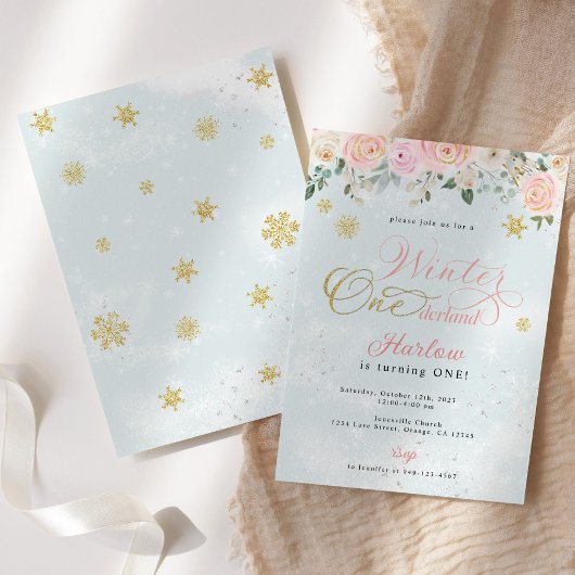 Winter Onederland Snowflake Birthday Uitnodiging