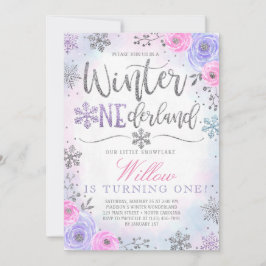 Winter ONEderland Snowflake Birthday Uitnodiging