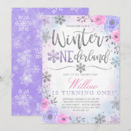 Winter ONEderland Snowflake Birthday Uitnodiging