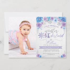 Winter ONEderland Snowflake Birthday Uitnodiging