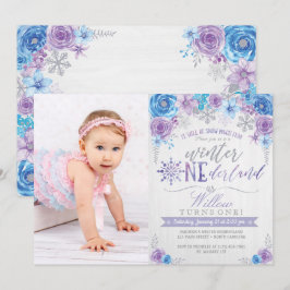 Winter ONEderland Snowflake Birthday Uitnodiging