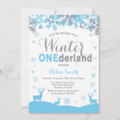 Winter Onederland Snowflake Boy 1st Birthday Kaart (Voorkant)