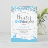 Winter Onederland Snowflake Boy 1st Birthday Kaart (Staand voorkant)