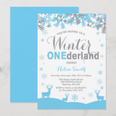 Winter Onederland Snowflake Boy 1st Birthday Kaart (Voorkant / Achterkant)