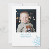 Winter ONEderland Snowflake Boy Eerste Verjaardag Kaart (Achterkant)