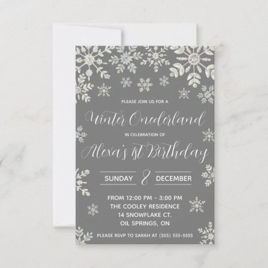 Winter ONEderland, Snowflake Eerste Verjaardagsfee Kaart (Voorkant)