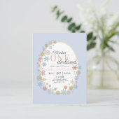 Winter Onederland Snowflake First Birthday Invitat Briefkaart (Staand voorkant)