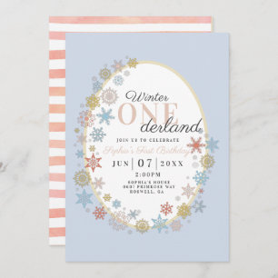 Winter Onederland Snowflake First Birthday Kaart