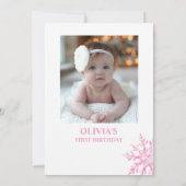 Winter ONEderland Snowflake Girl Eerste Verjaardag Kaart (Achterkant)