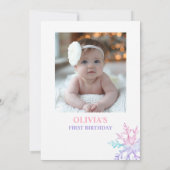 Winter ONEderland Snowflake Girl Eerste Verjaardag Kaart (Achterkant)