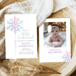 Winter ONEderland Snowflake Girl Eerste Verjaardag Kaart