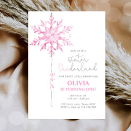 Winter ONEderland Snowflake Girl Eerste Verjaardag Kaart
