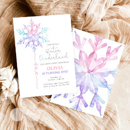 Winter ONEderland Snowflake Girl Eerste Verjaardag Kaart