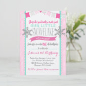 Winter ONEderland Snowflake Invitation Girl Kaart (Staand voorkant)