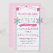 Winter ONEderland Snowflake Invitation Girl Kaart (Voorkant / Achterkant)