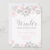 Winter Onederland Snowflake Invite Kaart (Voorkant)