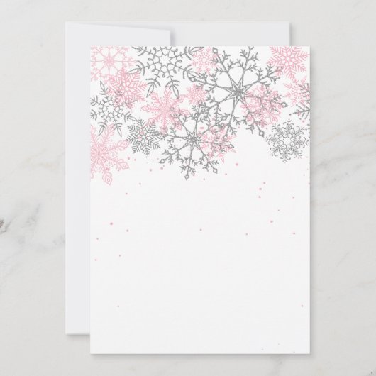 Winter Onederland Snowflake Invite Kaart (Achterkant)