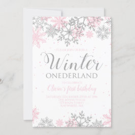 Winter Onederland Snowflake Invite Kaart