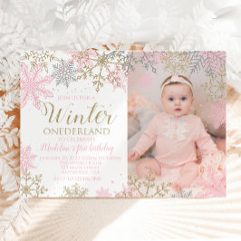 Winter ONEderland Snowflake Photo Invite Kaart