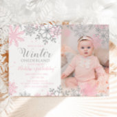 Winter ONEderland Snowflake Photo Invite Kaart