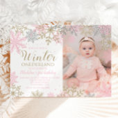 Winter ONEderland Snowflake Photo Invite Kaart
