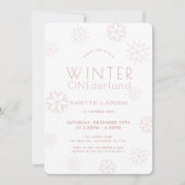Winter Onederland Snowflake Pink 1e verjaardag Kaart (Voorkant)