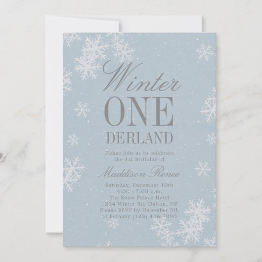 Winter Onederland Snowflake Vakantie 1e Verjaardag Kaart (Voorkant)