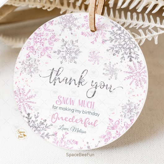 Winter ONEderland Snowflake verjaardag Bedankjes Labels
