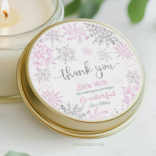 Winter ONEderland Snowflake verjaardag Ronde Sticker