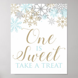 Winter Onederland Snowflake verjaardagstaart Poster