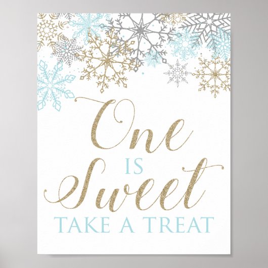 Winter Onederland Snowflake verjaardagstaart Poster (Voorkant)