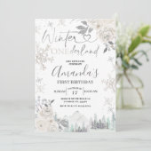 Winter Onederland Snowflake White Floral Birthday Kaart (Staand voorkant)