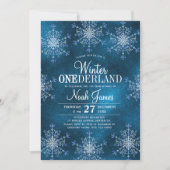Winter Onederland snowflakes boy first birthday Kaart (Voorkant)