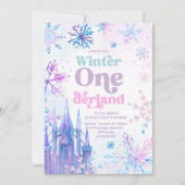 Winter Onederland Snowflakes Castle Girl Verjaarda Kaart (Voorkant)