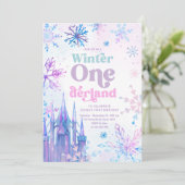 Winter Onederland Snowflakes Castle Girl Verjaarda Kaart (Staand voorkant)