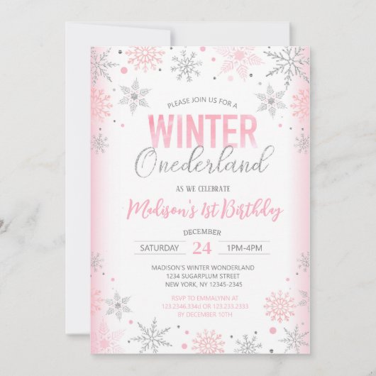 Winter Onederland Snowflakes Eerste eerste verjaar Kaart (Voorkant)