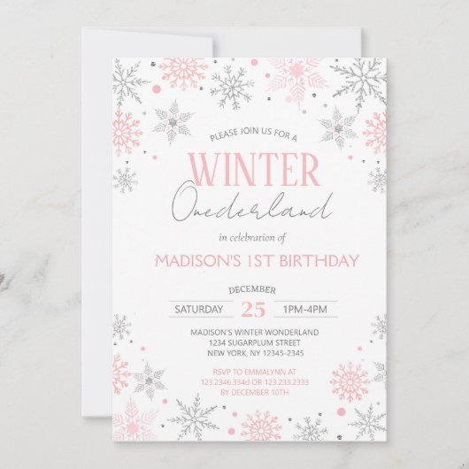 Winter Onederland Snowflakes Eerste eerste verjaar Kaart (Voorkant)