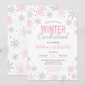 Winter Onederland Snowflakes Eerste eerste verjaar Kaart (Voorkant / Achterkant)