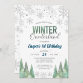 Winter Onederland Snowflakes Eerste eerste verjaar Kaart (Voorkant / Achterkant)